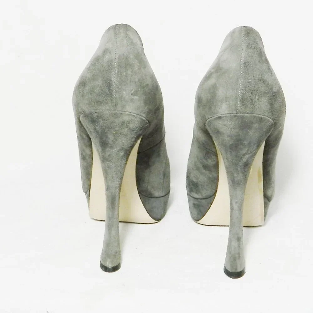 Miu Miu Gray Suede Platform Pumps Heels EU 39 EUC